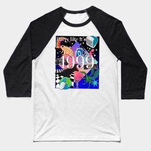 Party Like It's 1999 - 90's/2000's Nostalgia Poster Art Piece Retro Collage Baseball T-Shirt